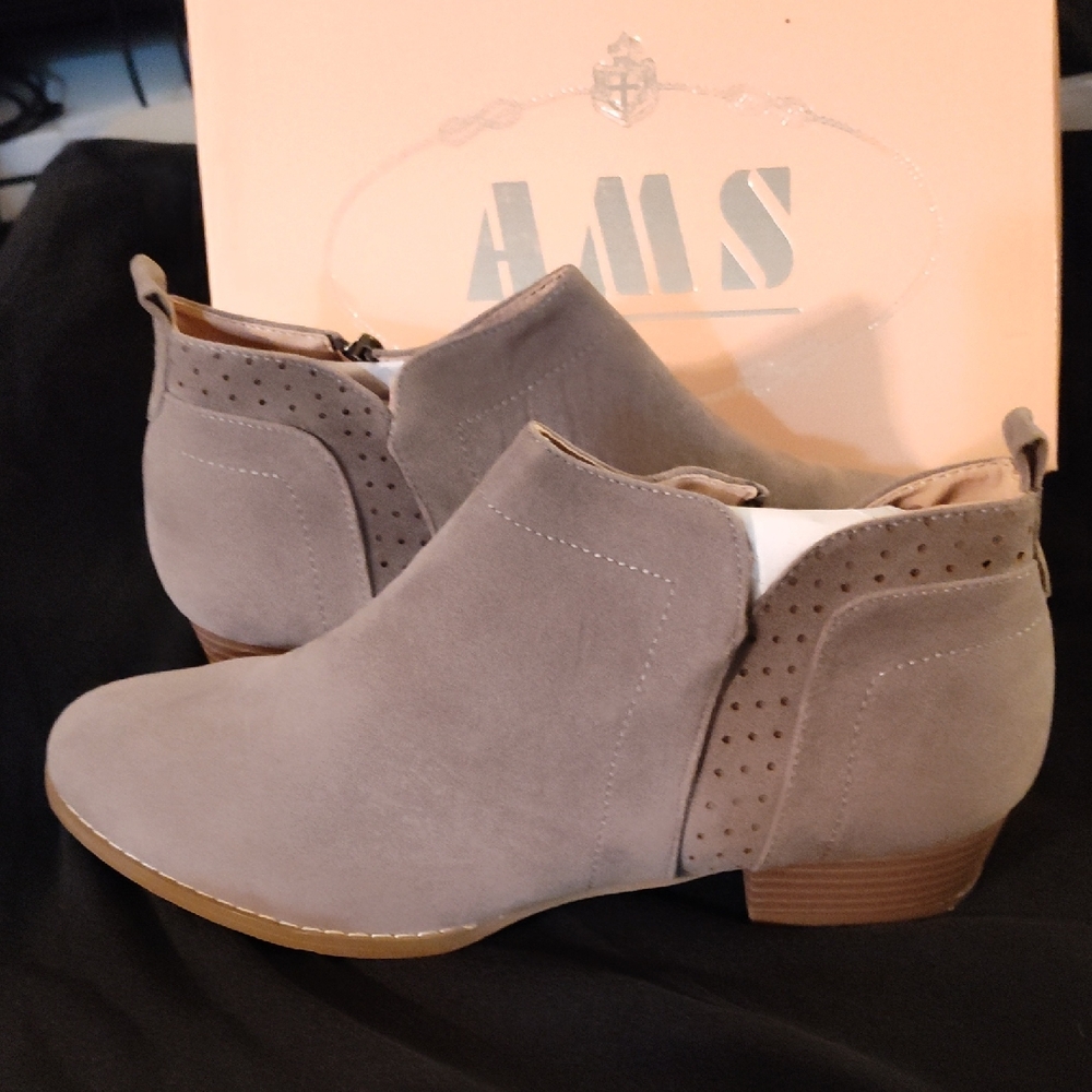AMS Women's Taupe Ankle Booties